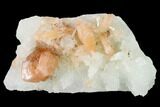 Peach Stilbite Crystals on Sparkling Quartz Chalcedony - India #168978-1